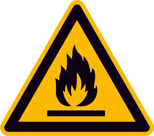 Warnschild Folie SL 100 mm Warnung vor feuergefährlichen Stoffen