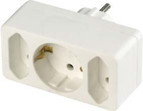 3-fach-Stecker 2 Euro, 1 Schuko