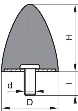 Gummi-Metall-Puffer parabelförmig Typ D D10xH10 M4x12 NR57