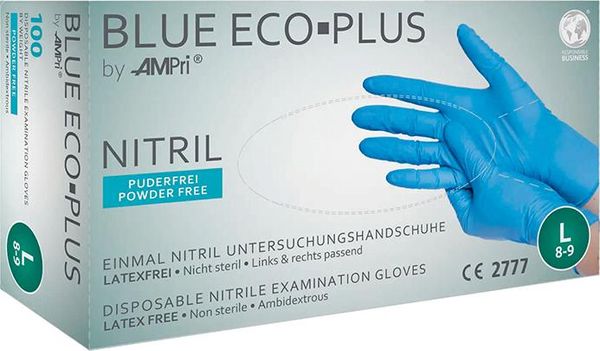 Einweghandschuhe Nitril, BLUE ECO PLUS, puderfrei, Gr.L