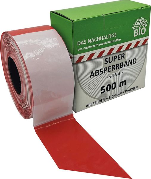 Absperrband 500 m-Rolle rot/weiß geblockt