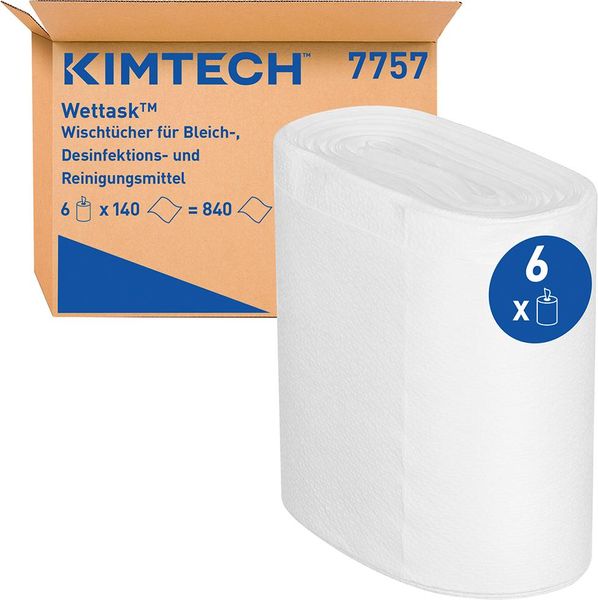 WypAll® Wettask Reinigungstücher für Lösungsmittel, weiß 140 Tücher auf Rolle