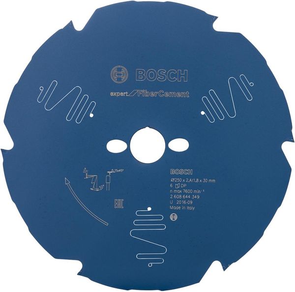 HM-Kreissägeblatt 250x2,4/1,8x30 6Z TCG BosVE à 1 Stück Expert for Fiber Cement