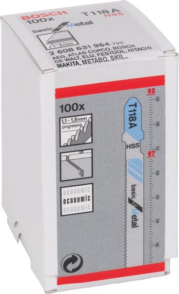 Stichsägeblatt T 118 A Bosch VE à 100 Stück Basic for Metal