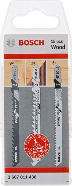 Stichsägeblatt-Set Bosch 15-teilig für Holz