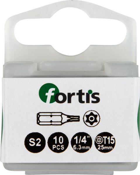 Bit zähhart 1/4" DIN3126 C6,3 T15x25mm mit Bohrung 10er Pack FORTIS