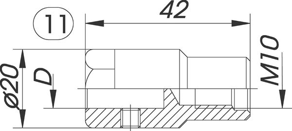 BRÜCK Reduzierfutter f. Dübelb. - Links D= 10mm / IG M10 - Typ 017011 f. Scheer