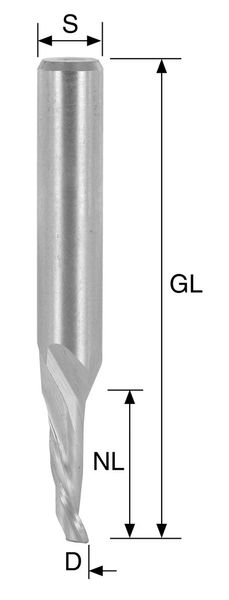 HS-Bohrnutenfräser D=6mm NL=14mm GL=60mm S=8mm