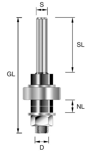 Aufnahmedorn mit Kula D=8mm NL=13mm