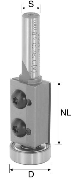 BRÜCK HW-WP Kantenfräser Typ 386 D=19mm,NL=30mm,S=8mm - Kula stirnseitig