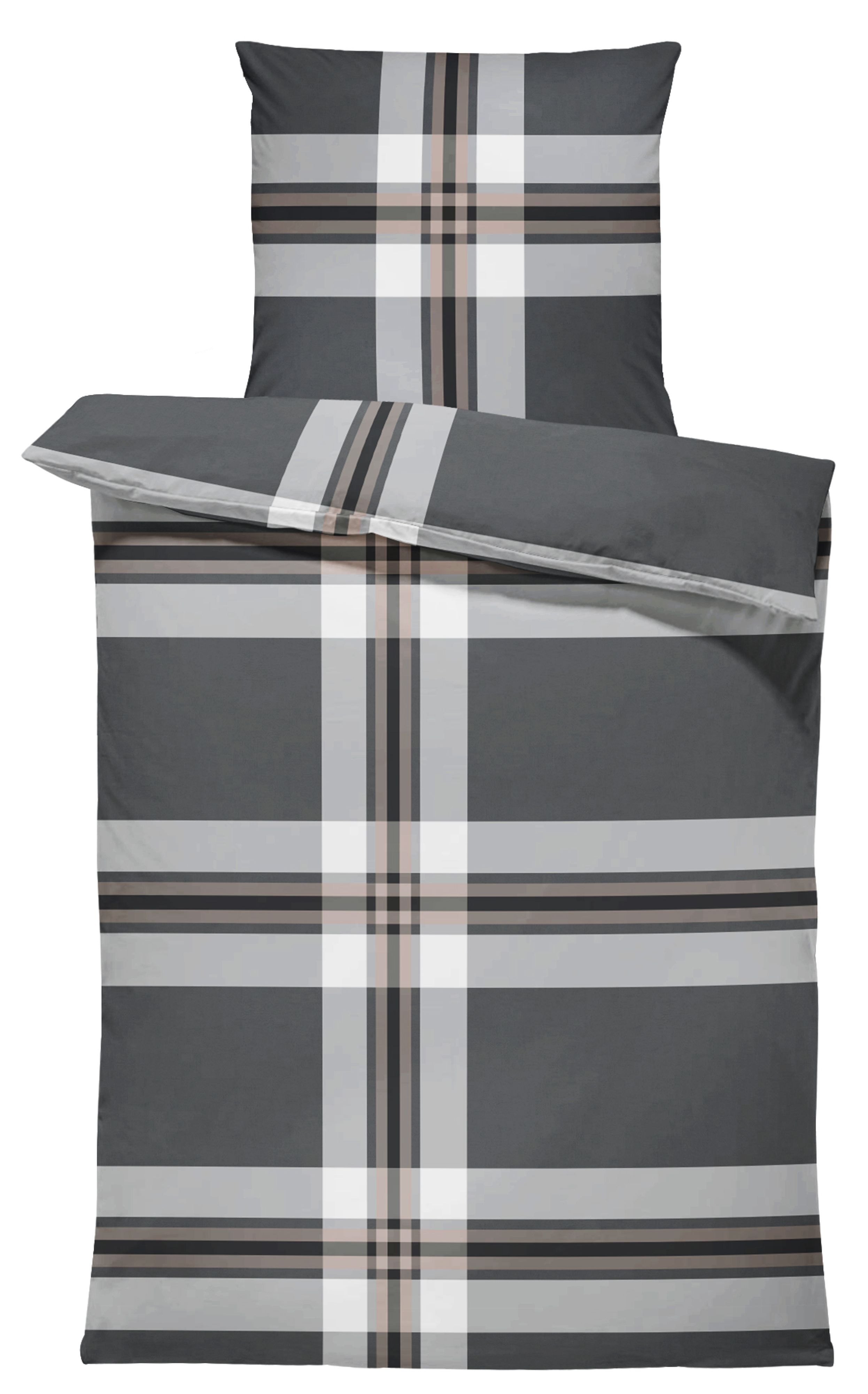 Biber Bettwäsche 135x200 cm gestreift grau braun modern Winter Flanell Baumwolle Biber Bettwäsche 135x200 cm gestreift grau braun modern Winter Flanell Baumwolle