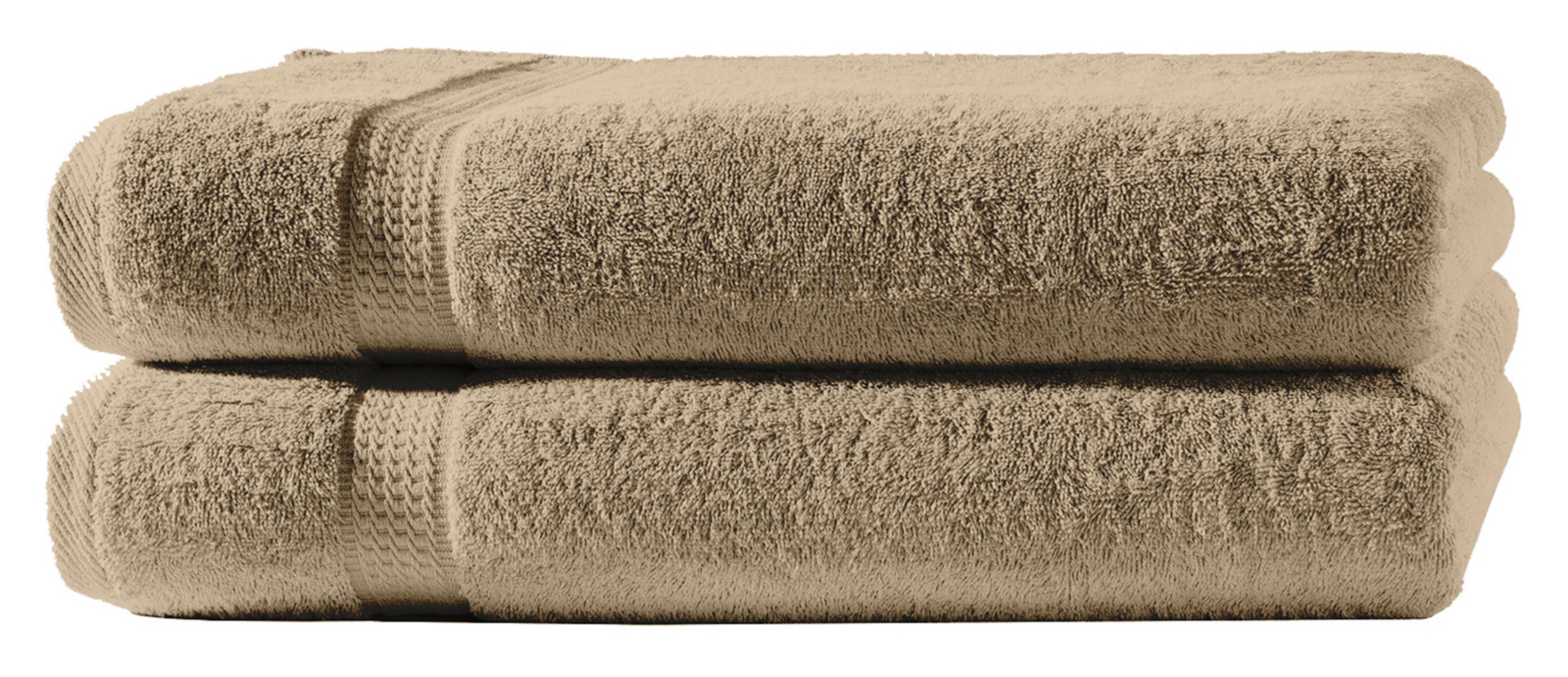 2 Handtücher beige 50x100 cm One Home weich Baumwolle | Frottee Set flauschig Handtuch