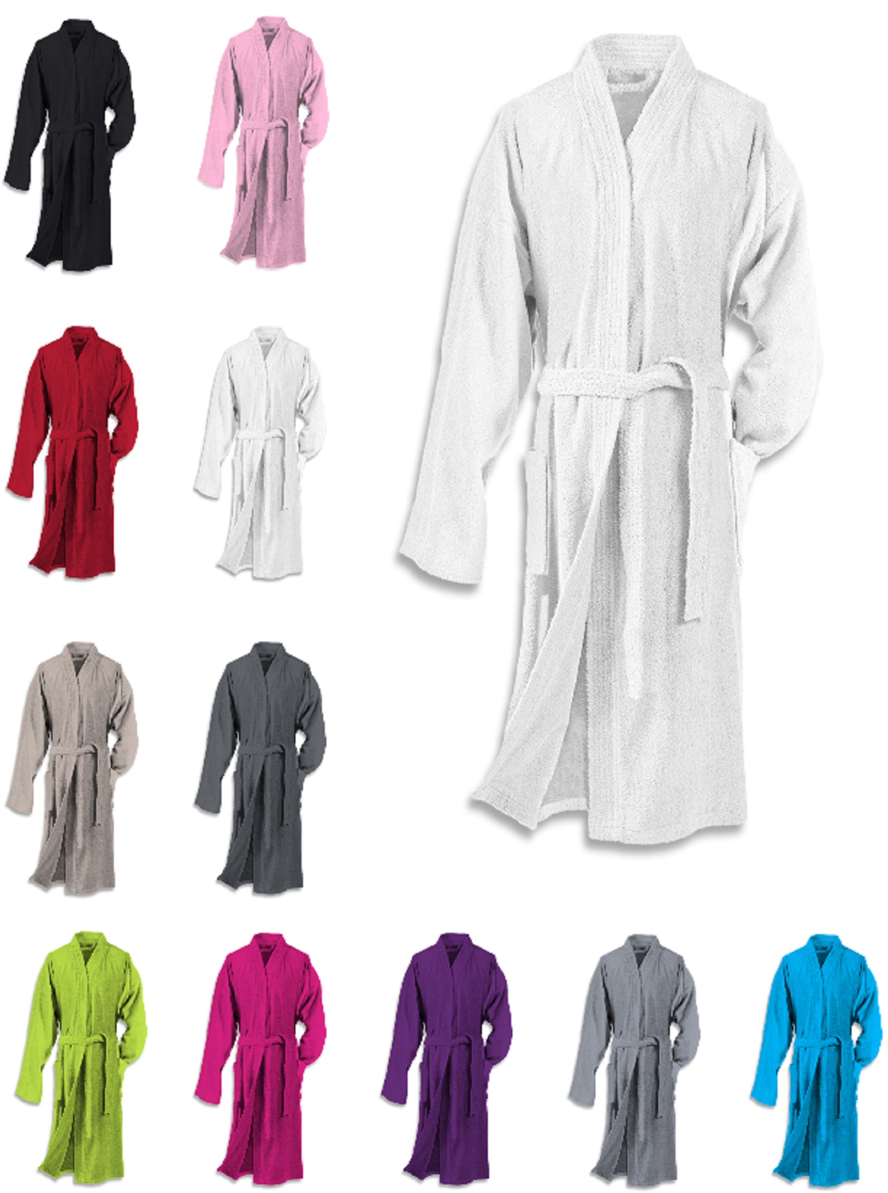 Damen Herren Bademantel pink Morgenmantel Sauna Frottee Baumwolle Schalkragen
