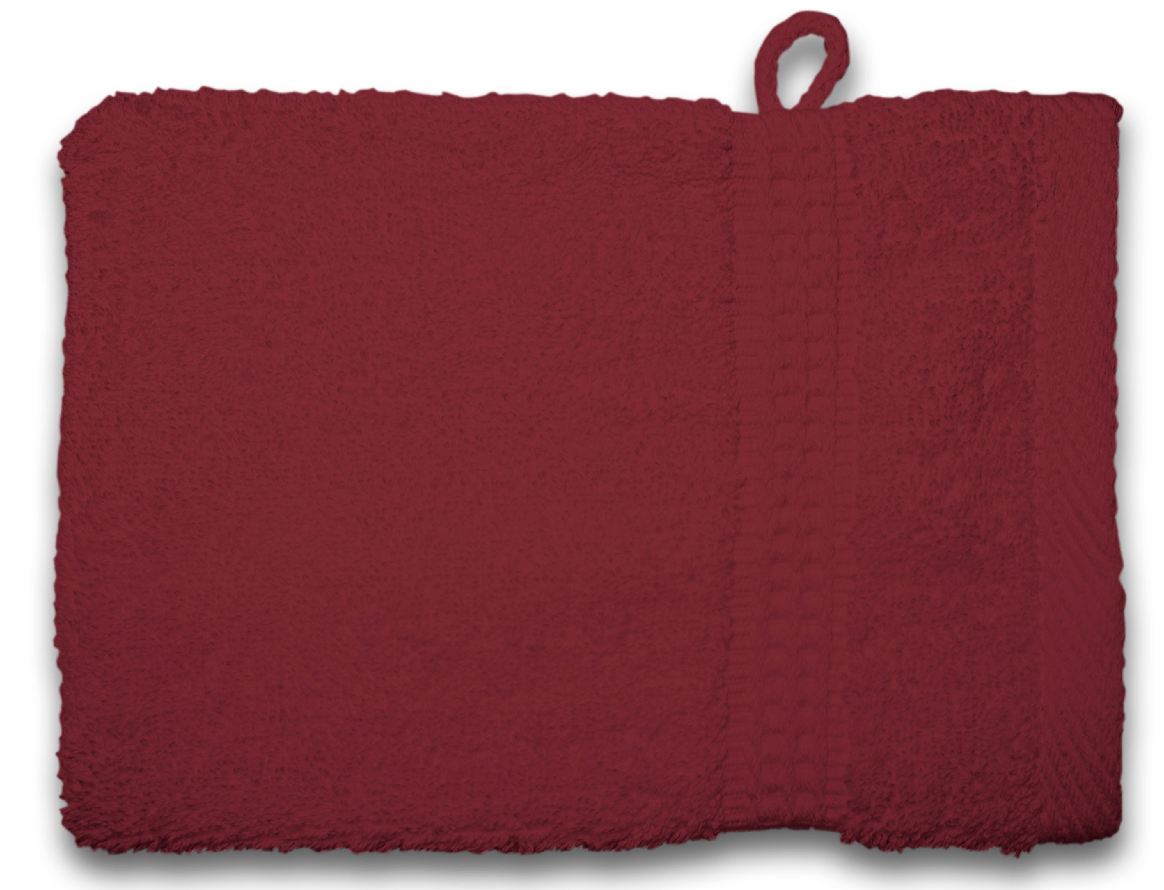 one-home 2er Set Waschhandschuhe Waschlappen Bordeaux weinrot 16x21 cm Frottee Baumwolle