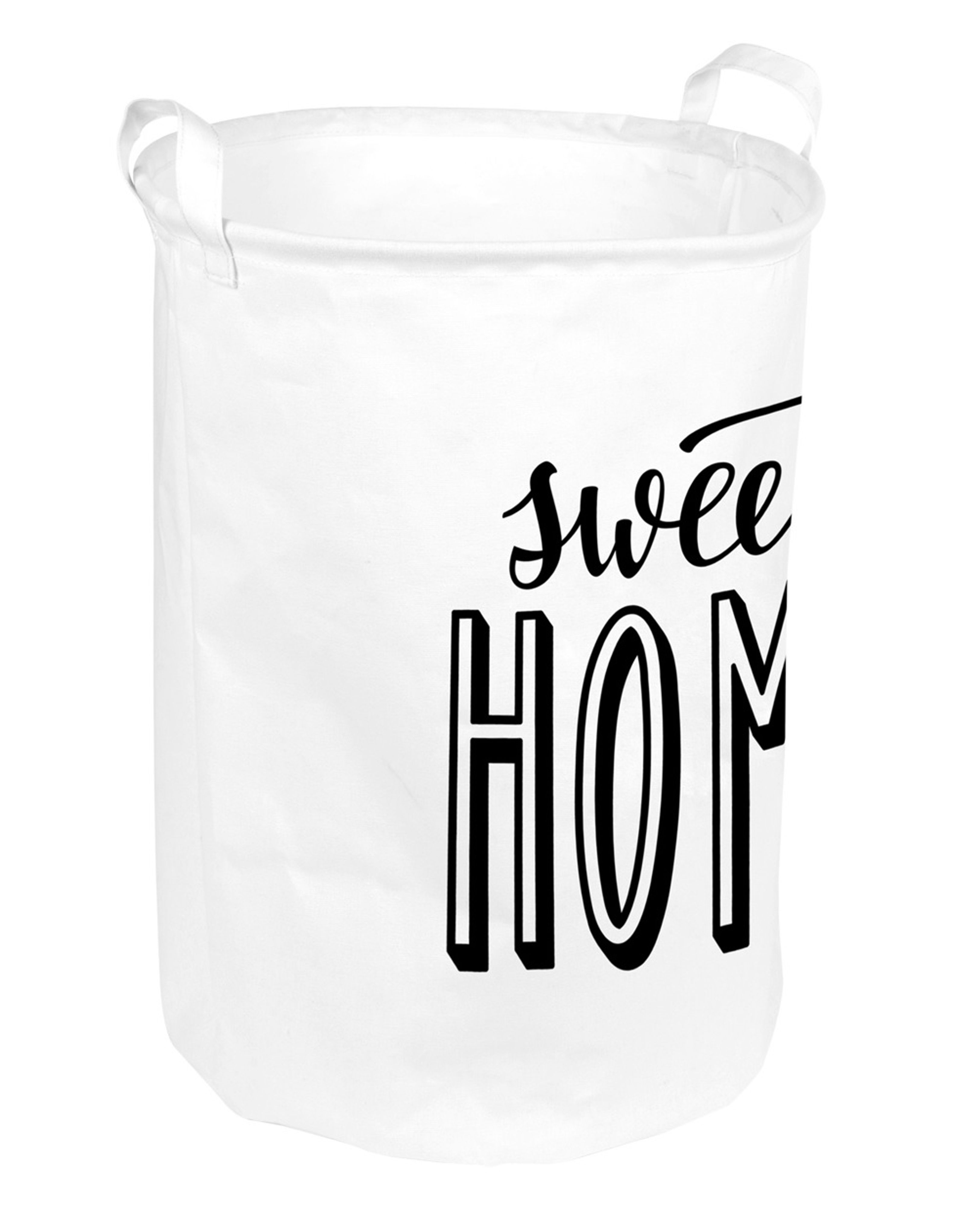 Wäschekorb Wäschesack Leinen Ø 33 cm Sweet Home weiß schwarz Wäschebox