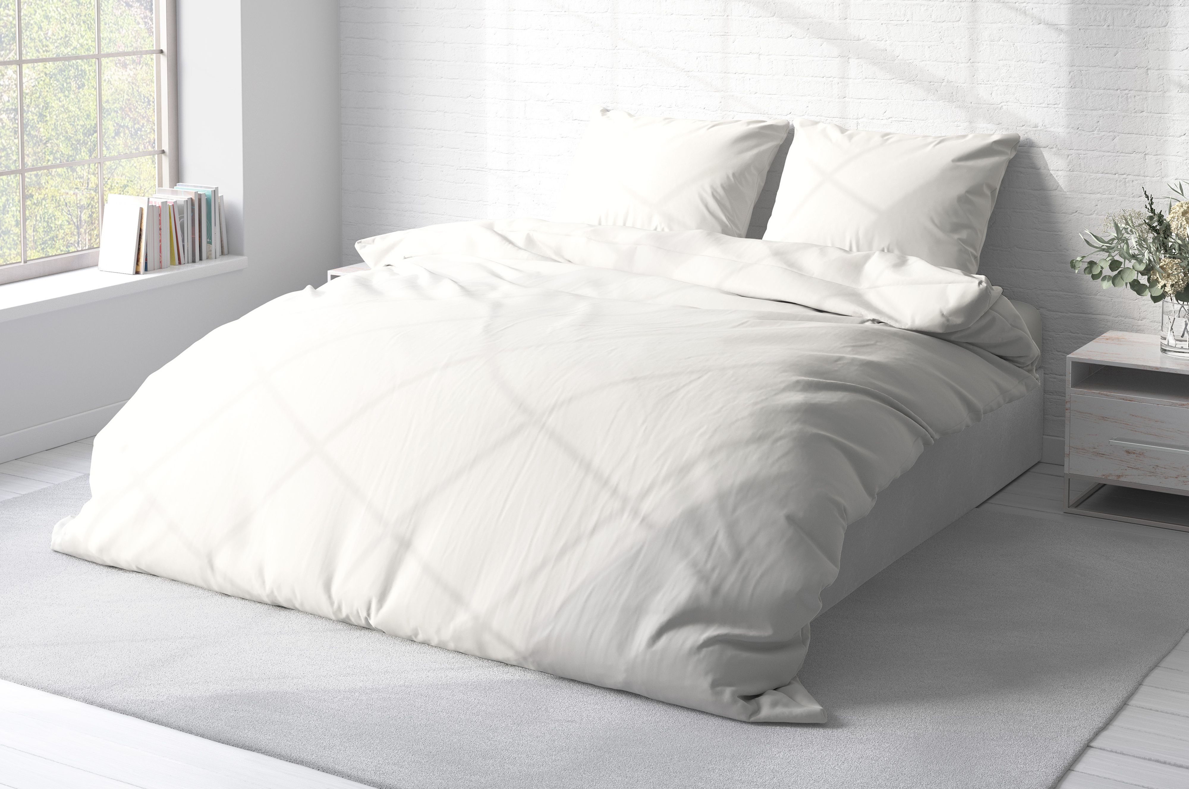 3 tlg Bettwäsche-Set 240x220 cm Uni weiß Doppelbett Bettbezug Renforcé Baumwolle 3 tlg Bettwäsche-Set 240x220 cm Uni weiß Doppelbett Bettbezug Renforcé Baumwolle