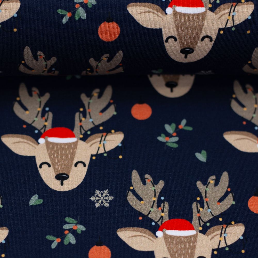 Swafing,French Terry,Christmas,Holly,blau Pünktchen und Stoff