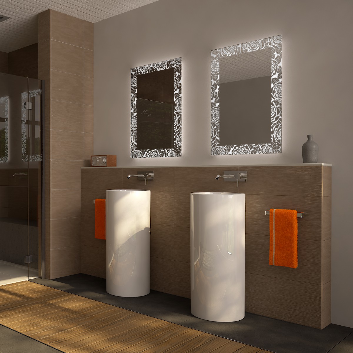 Badezimmerspiegel mit Licht Rosenmeer 989705020