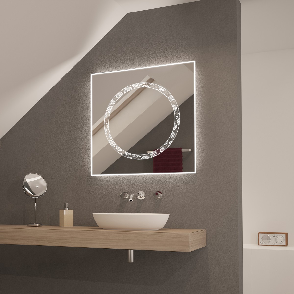 Kreisförmiger Lichtauslass auf Spiegel Rosaly 989706578