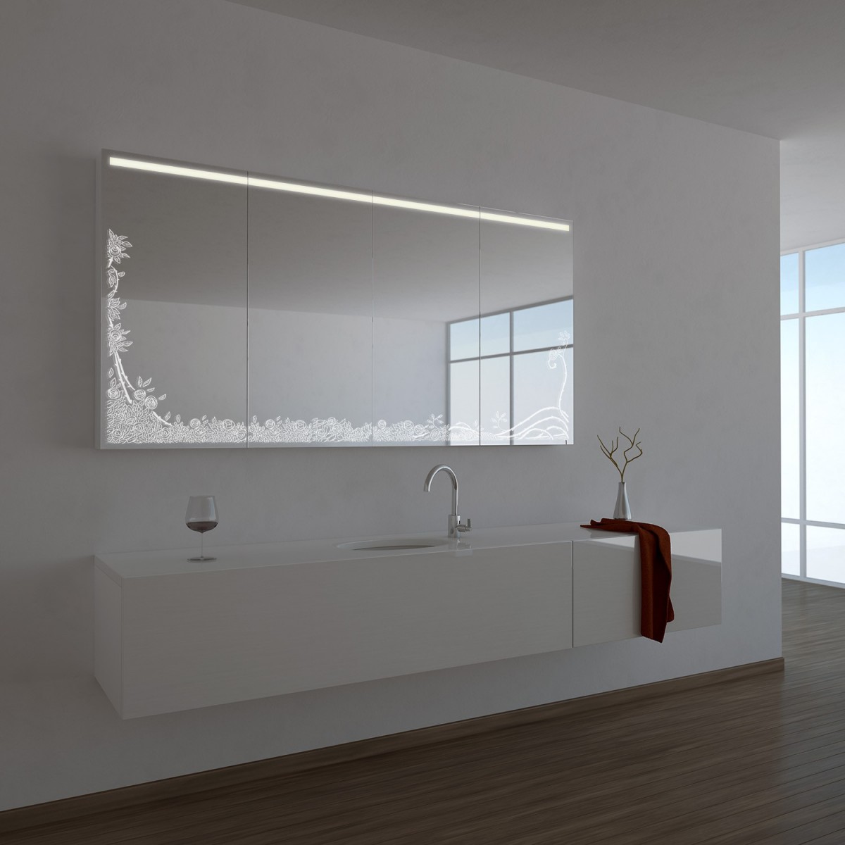 Spiegelschrank Aluminium-Korpus mit LED Beleuchtung - Paterson