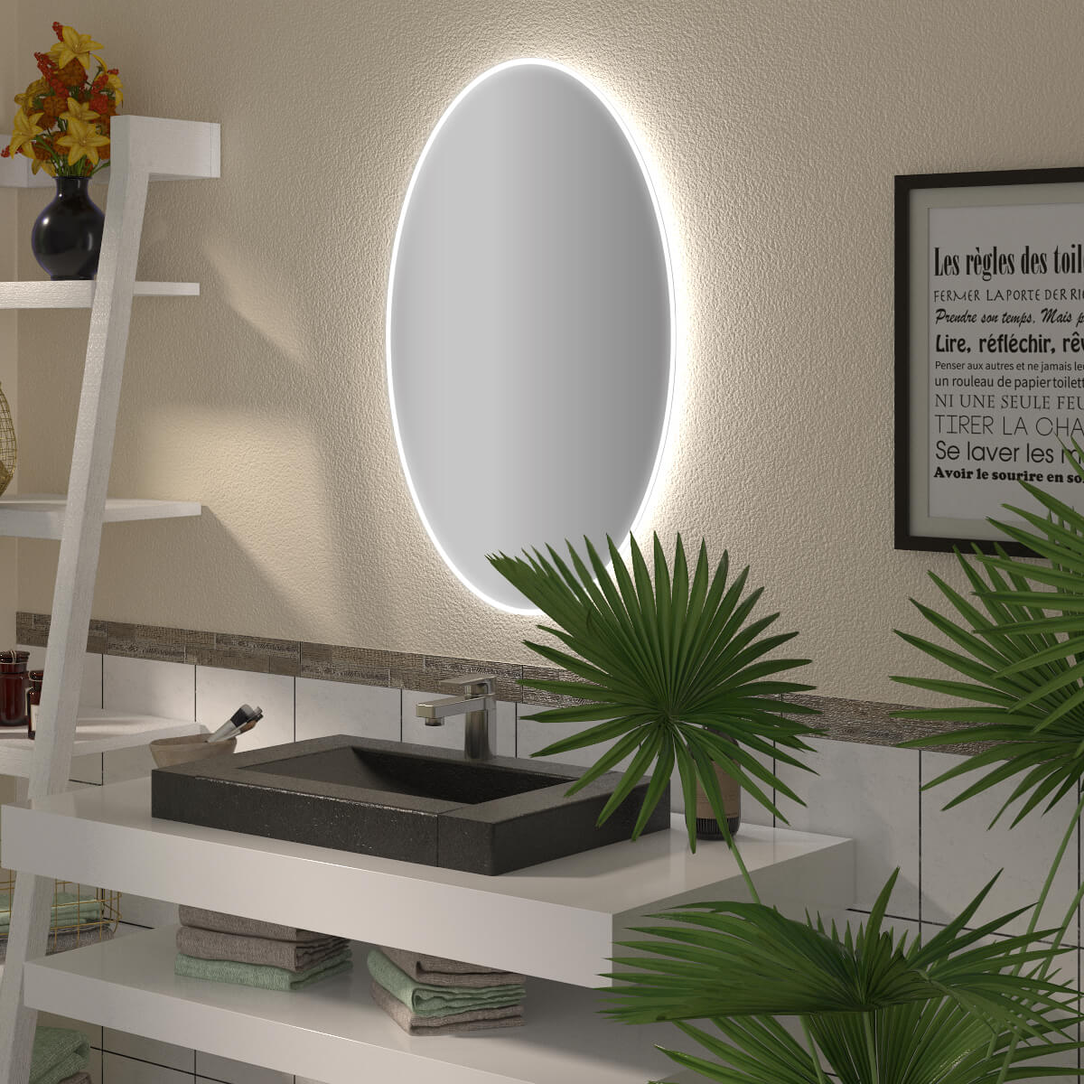 Ovaler Spiegel mit LED nach Maß Tamin 989709702