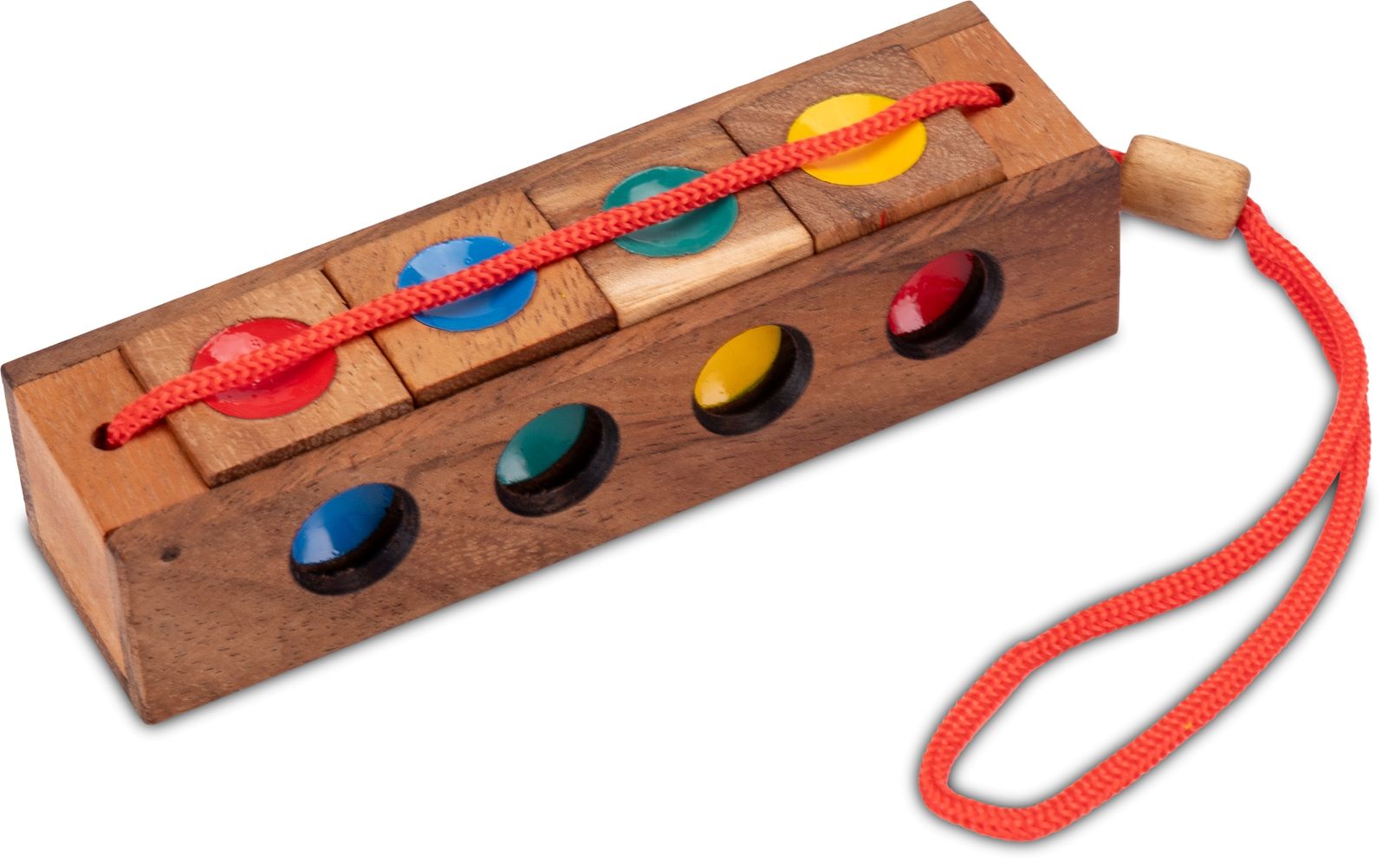 The Crazy Four - brainteaser with 4 colored dice in a wooden box