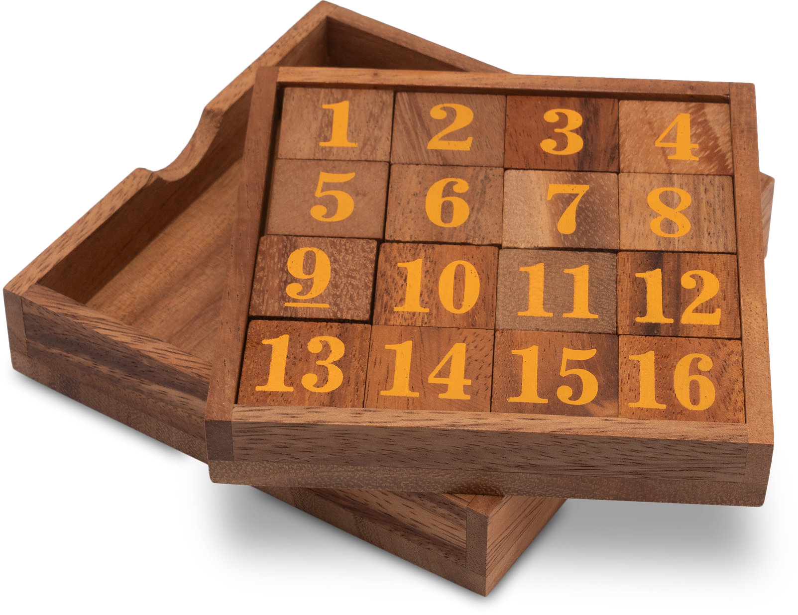 Slide 15 - yellow numbers - sliding game - arithmetic game - puzzle game  made of wood | plentyShop LTS