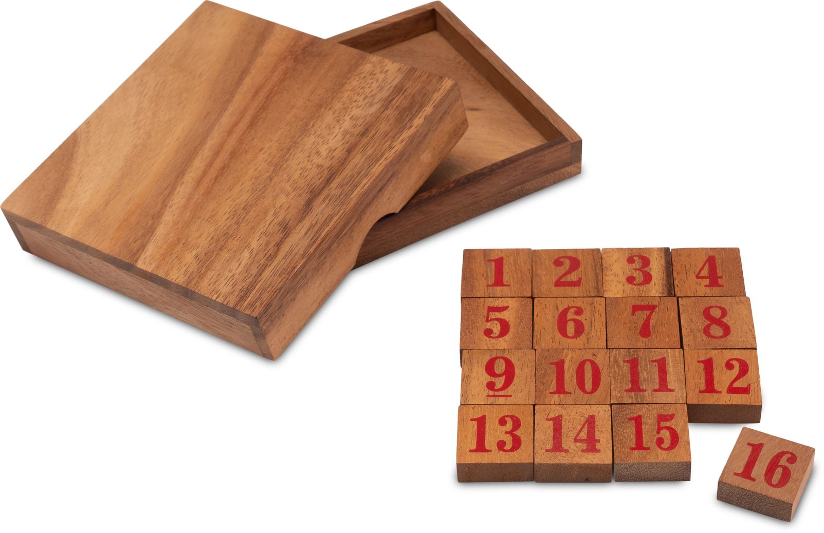 Slide 15 - red numbers - sliding game - arithmetic game - puzzle game made  of wood | plentyShop LTS