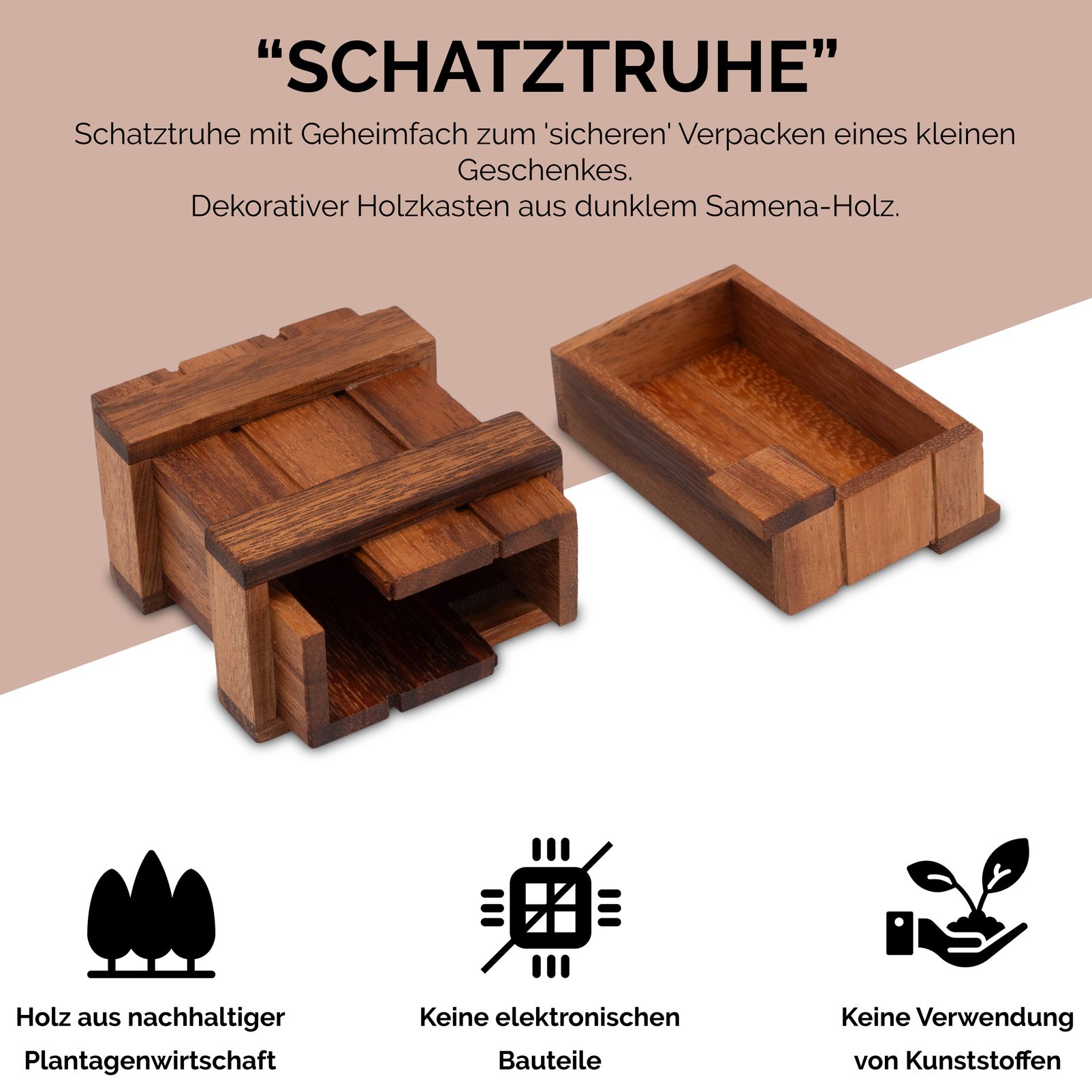 Schatztruhe - Schatzkiste - Trickbox mit Geheimfach | Geschenkverpackung mit Aha-Effekt Schatztruhe - Schatzkiste - Trickbox mit Geheimfach | Geschenkverpackung mit Aha-Effekt