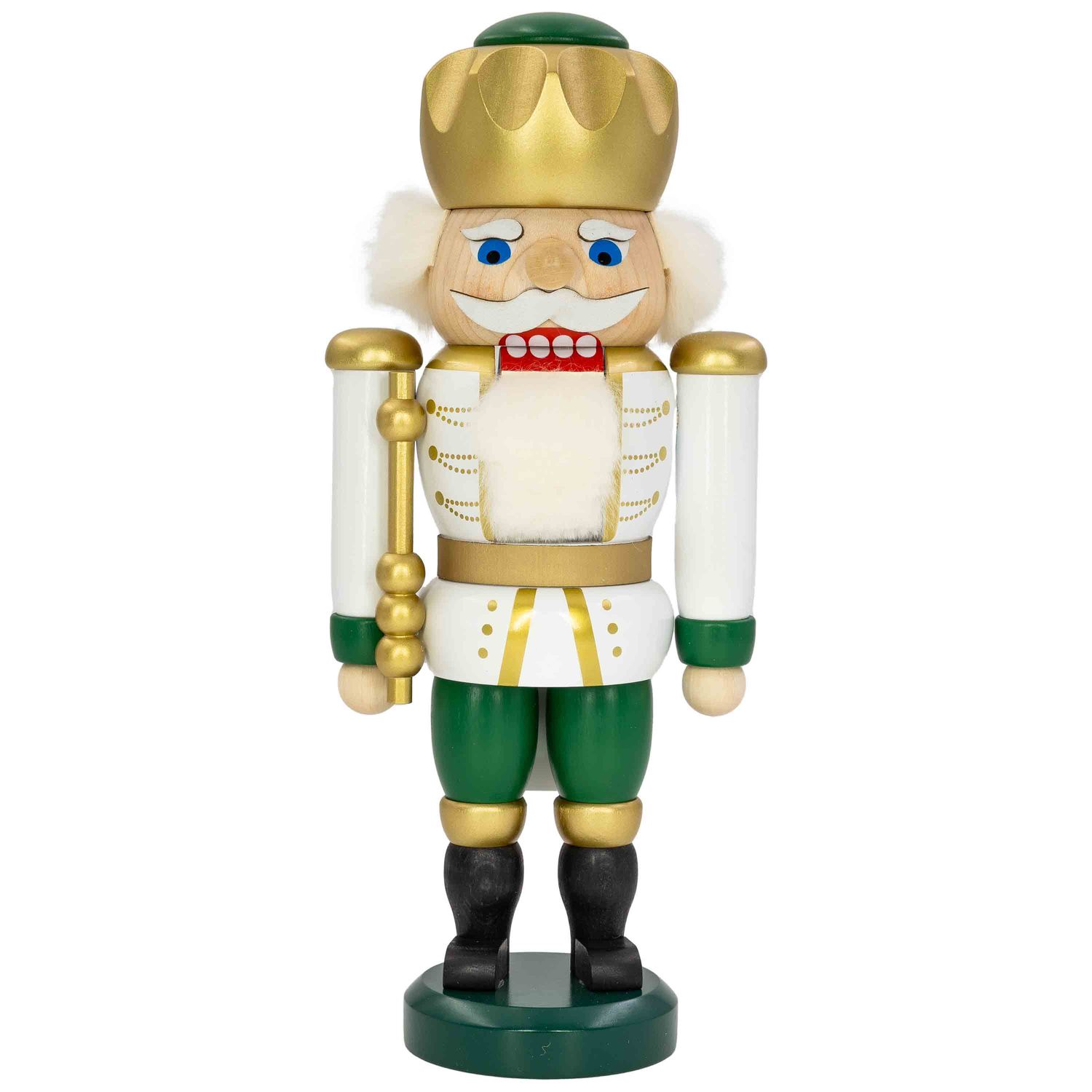 Nussknacker König Exklusiv 25 cm weiß-grün