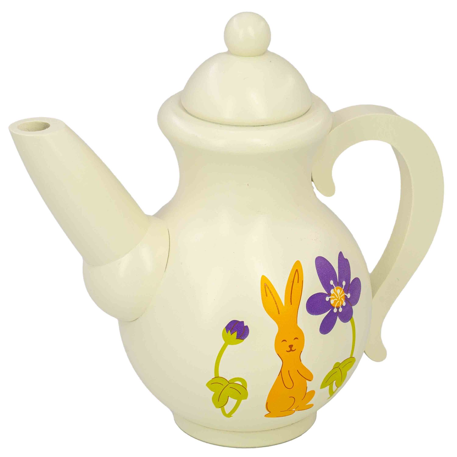 Räucherkanne Kaffeekanne Hase und Blume creme