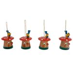 Pilze mit Vögelchen 4 Stück