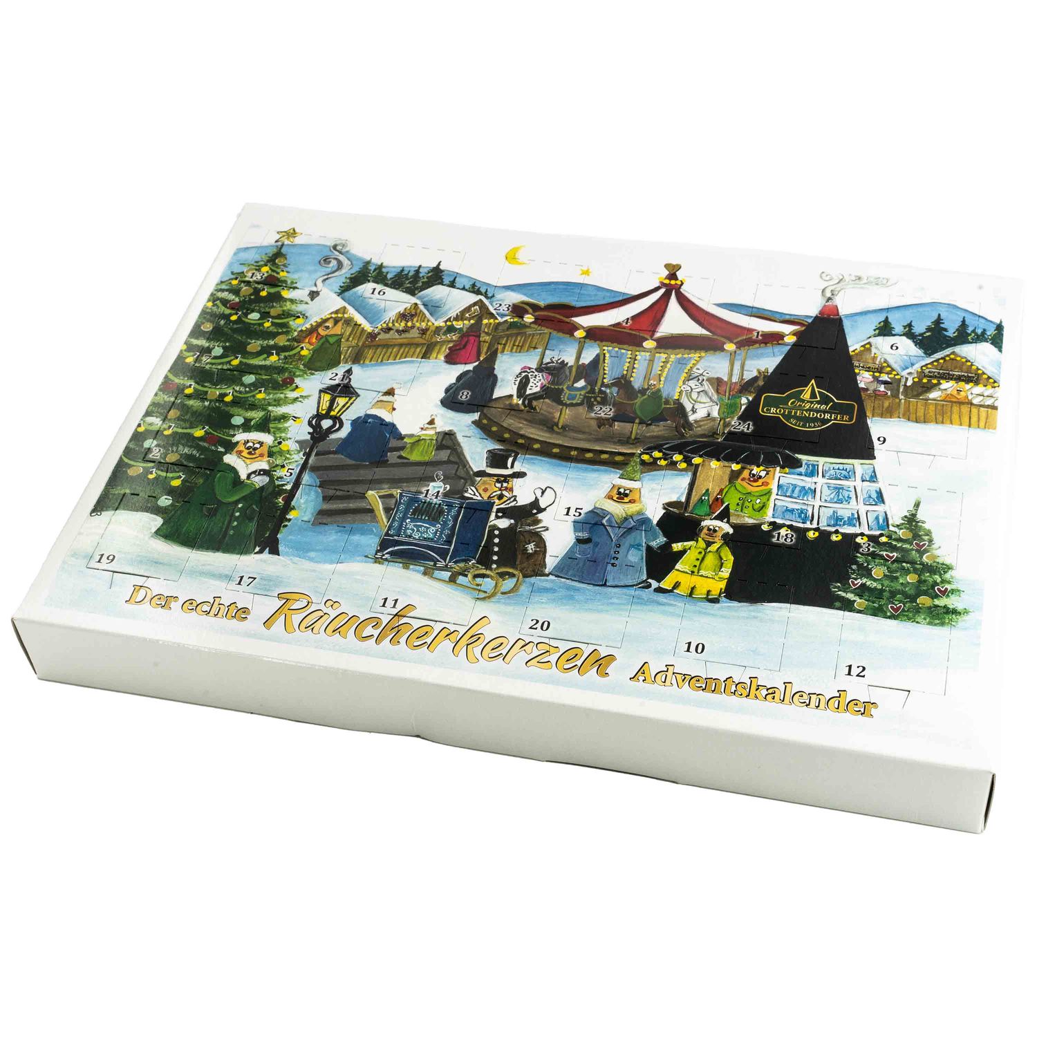 Der echte Crottendorfer Räucherkerzen Advent Calendar with 24 Incense Cones Motif 2022 Made in Germany