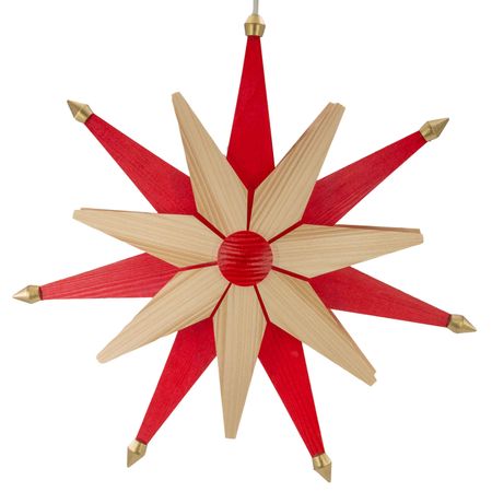 Eckert Weihnachtsstern doppelt, natur/rot | Seiffener Volkskunst