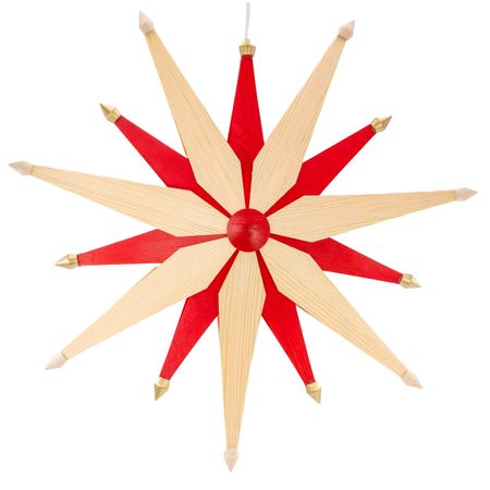 Eckert Weihnachtsstern doppelt, natur | Seiffener Volkskunst