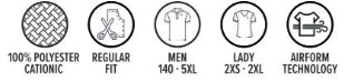 Polyester, REgular fit, Airform technologie