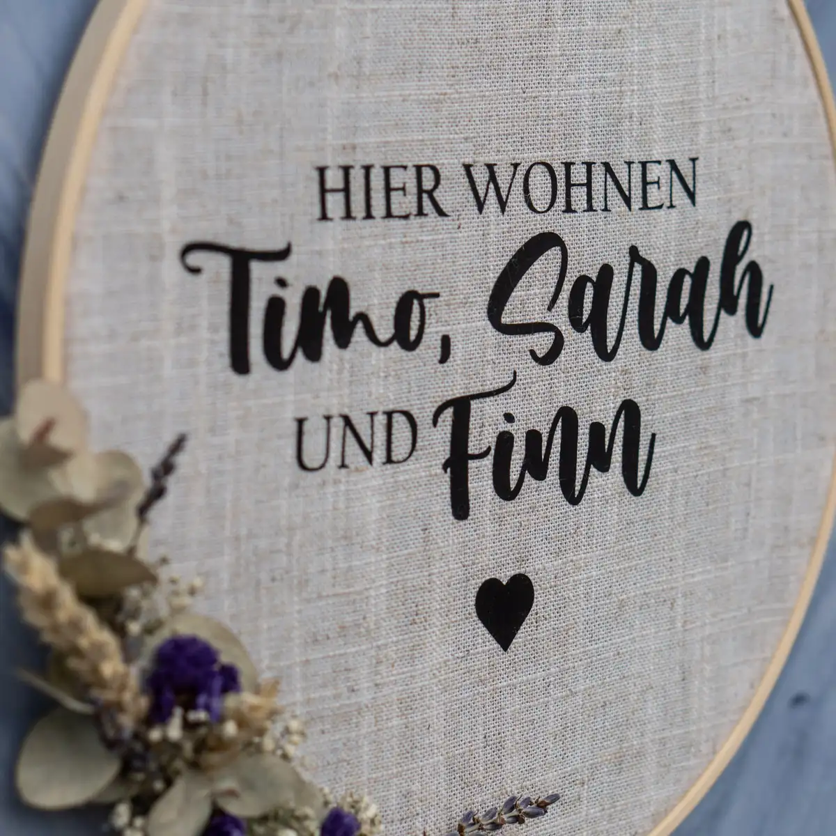 beplotteter Leinenstoff im Detail