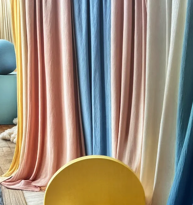 Musselin Stoff Gardinen in zarten Pastellfarben – Trendsetter der Heimtextil 2025 für moderne und stilvolle Raumgestaltung