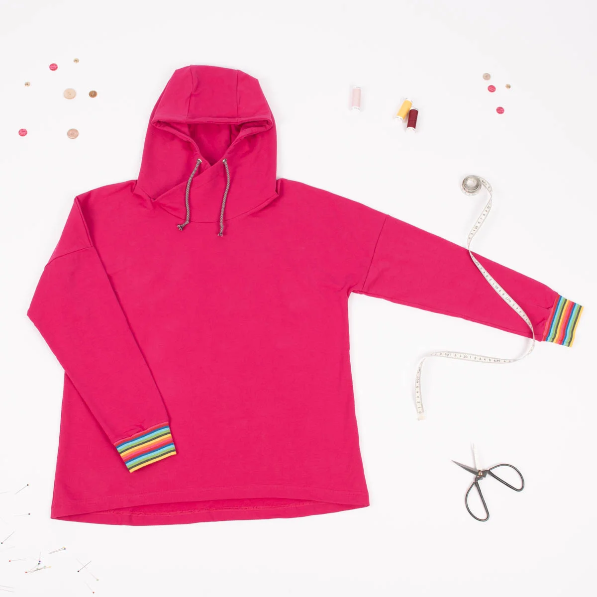Hoodie aus Sommer Sweatstoff in Pink