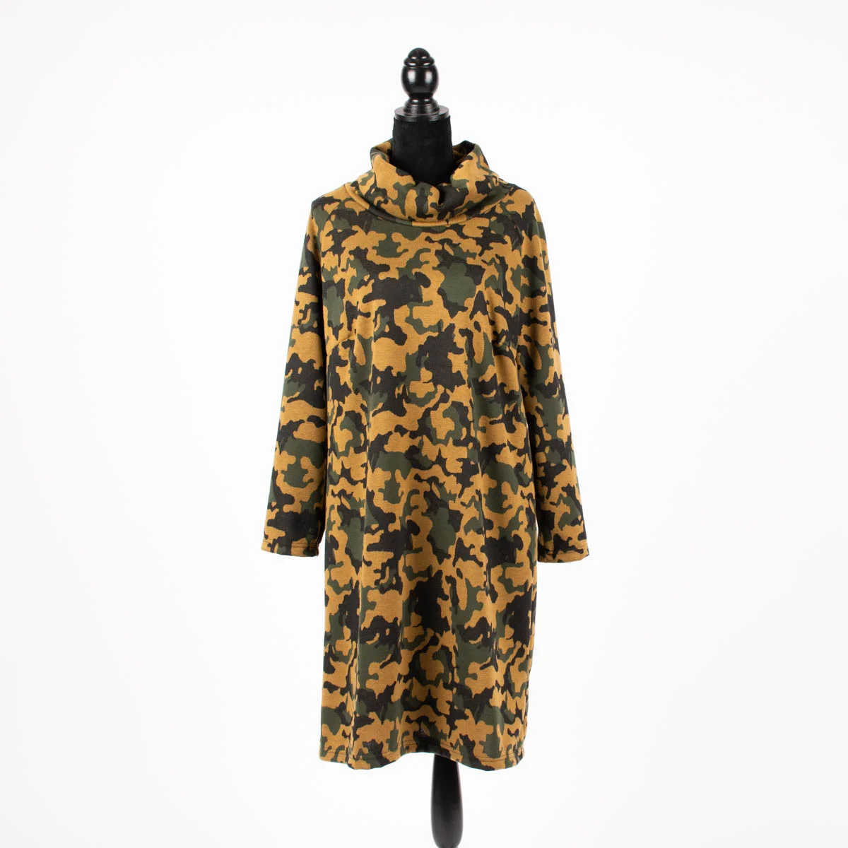 Kleid aus Jacquard Sweatstoff in Camouflage-Muster