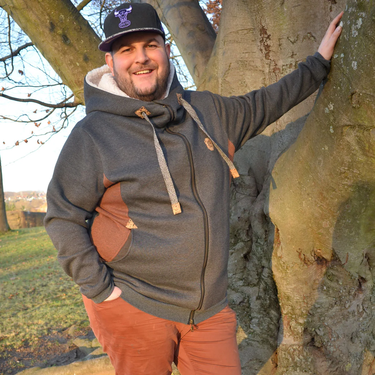 Herren Sweat Jacke mit Kuschelkapuze