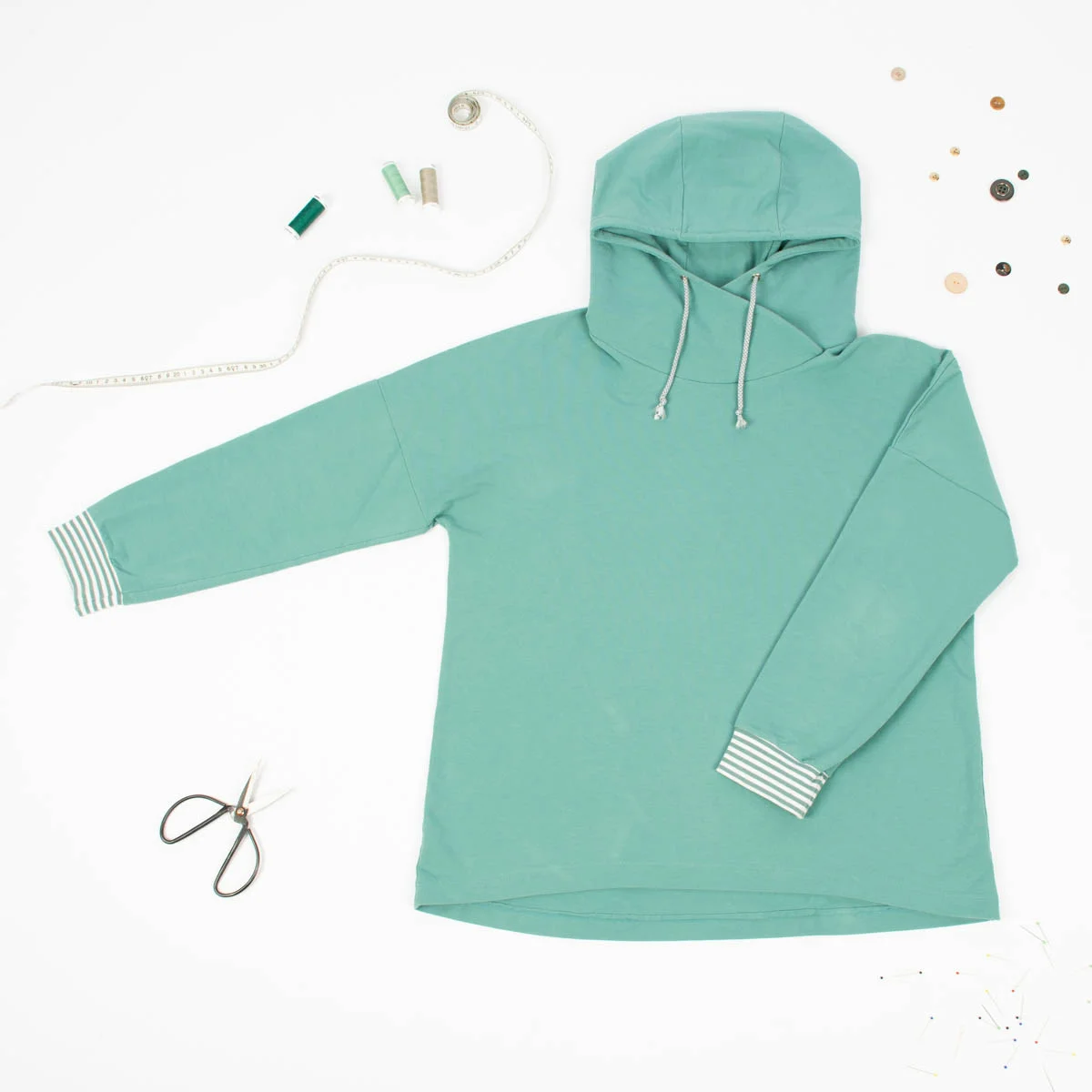 Hoodie aus unifarbigem Sweatstoff in Mint