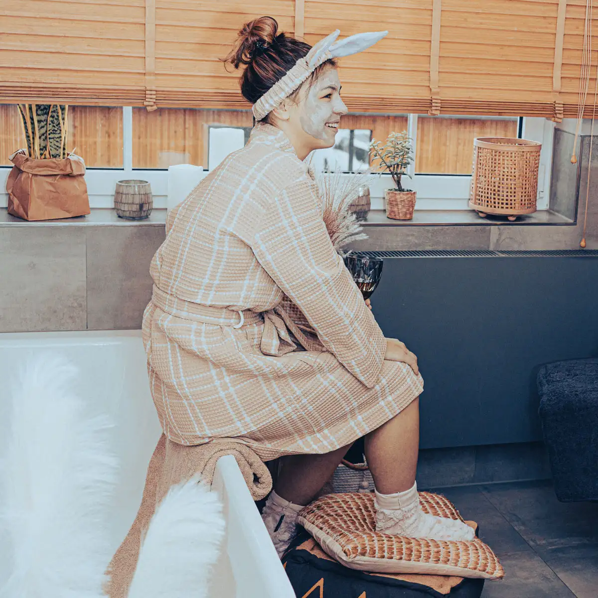Wellness mit Bademantel aus Waffelpique
