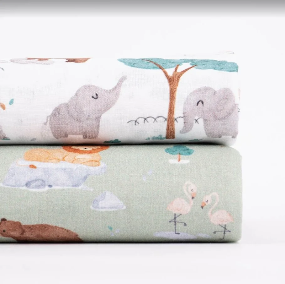Meterware Baumwolle Stoffe mit Elefanten für Baby Bekleidung auf Rollen