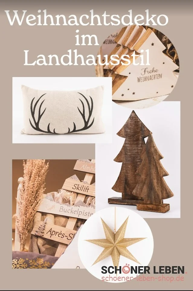 Kollage von Weihnachtsdeko im Landhausstil