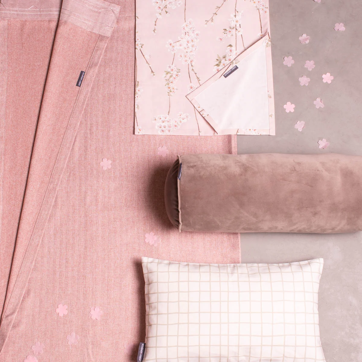 tischdecke, nackenrolle, dekokissen und tischläufer in rosa aus Stoff zum onlien kaufen von SCHÖNER LEBEN.