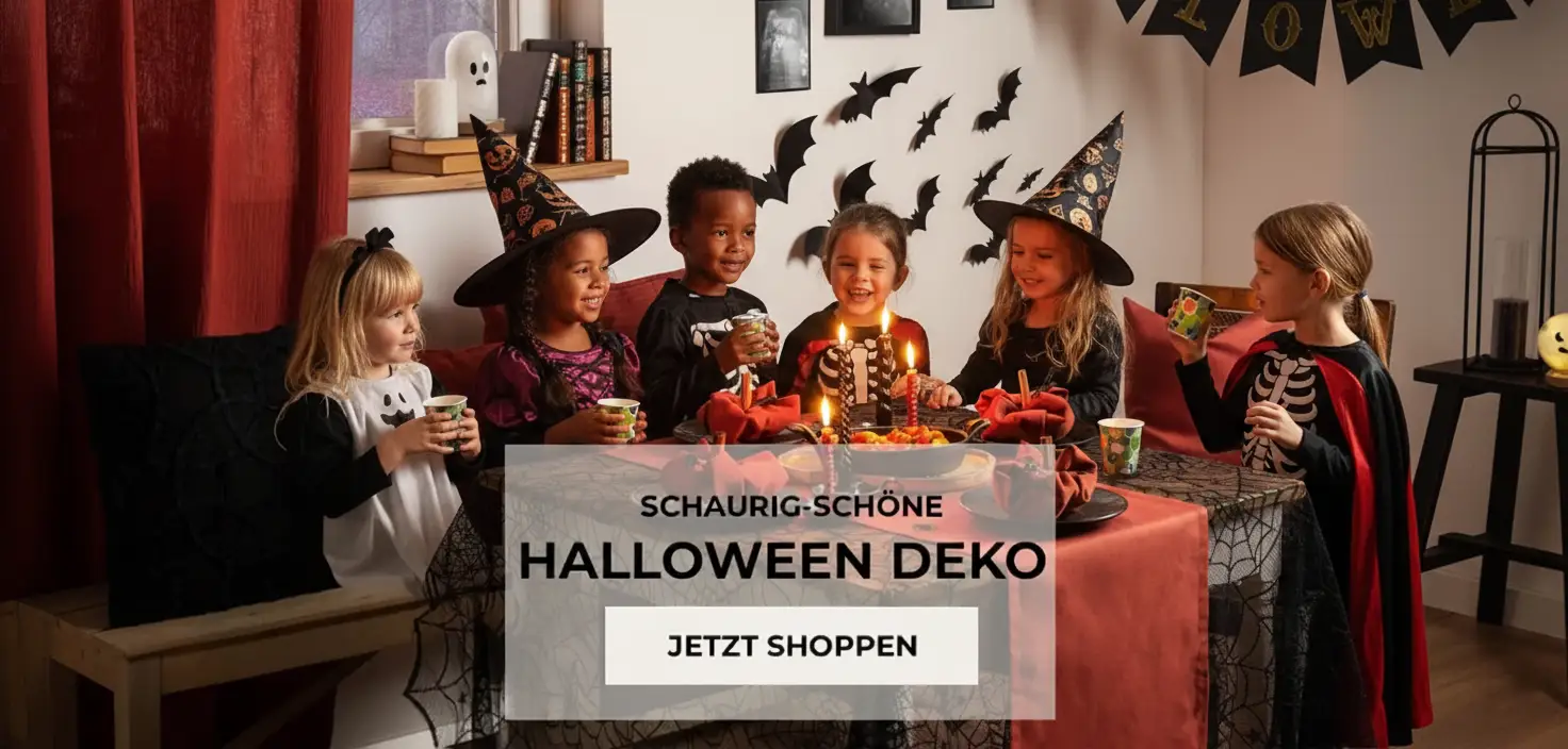 Halloween Party mit 6 Kindern in Kostümen und Halloween Deko von SCHÖNER LEBEN Halloween Party mit 6 Kindern in Kostümen und Halloween Deko von SCHÖNER LEBEN