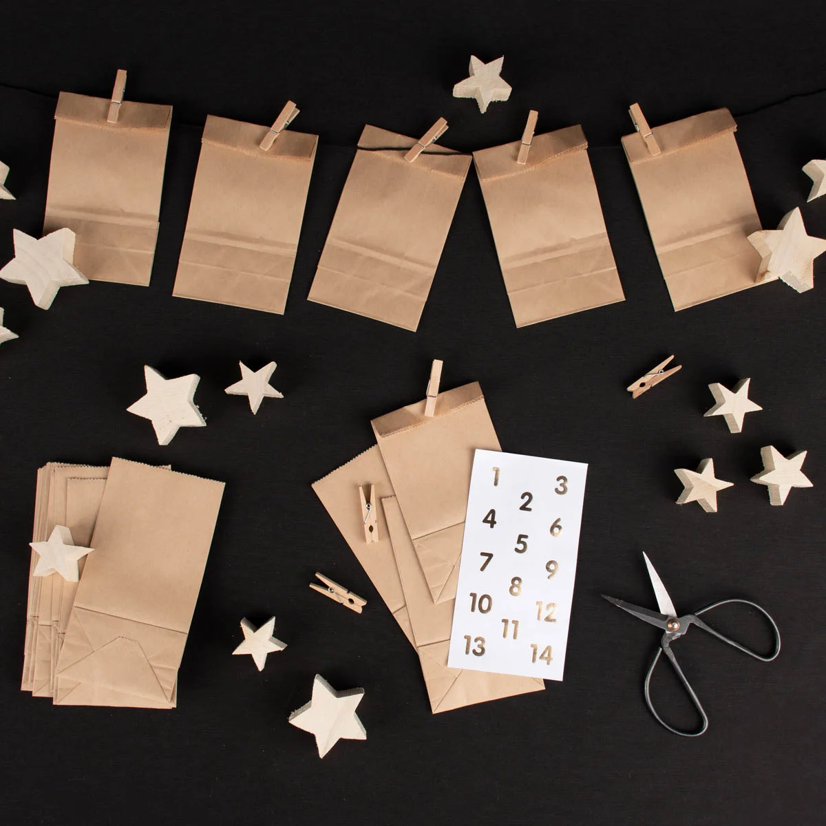 Bastelidee Adventskalender mit Papiertüten