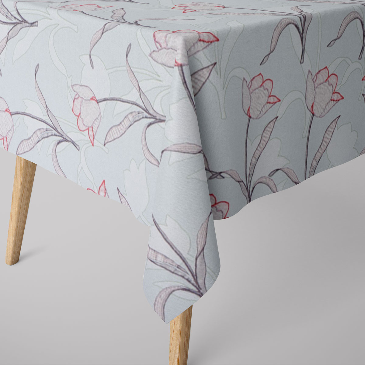 Gardinenstoff Dekostoff Tulpen mint 1,40m Breite