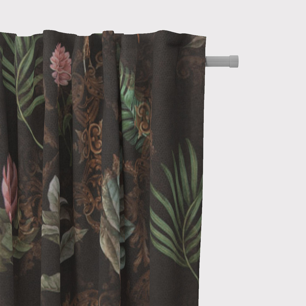 SCHÖNER LEBEN. Vorhang Velvet Deluxe Präge-Samt Blätter Blumen Ornamente  braun 245cm oder Wunschlänge